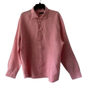 Matinique MAmarc Linen Shirt Mens  XXL (46) Pink Geranium Long Sleeve Modern
